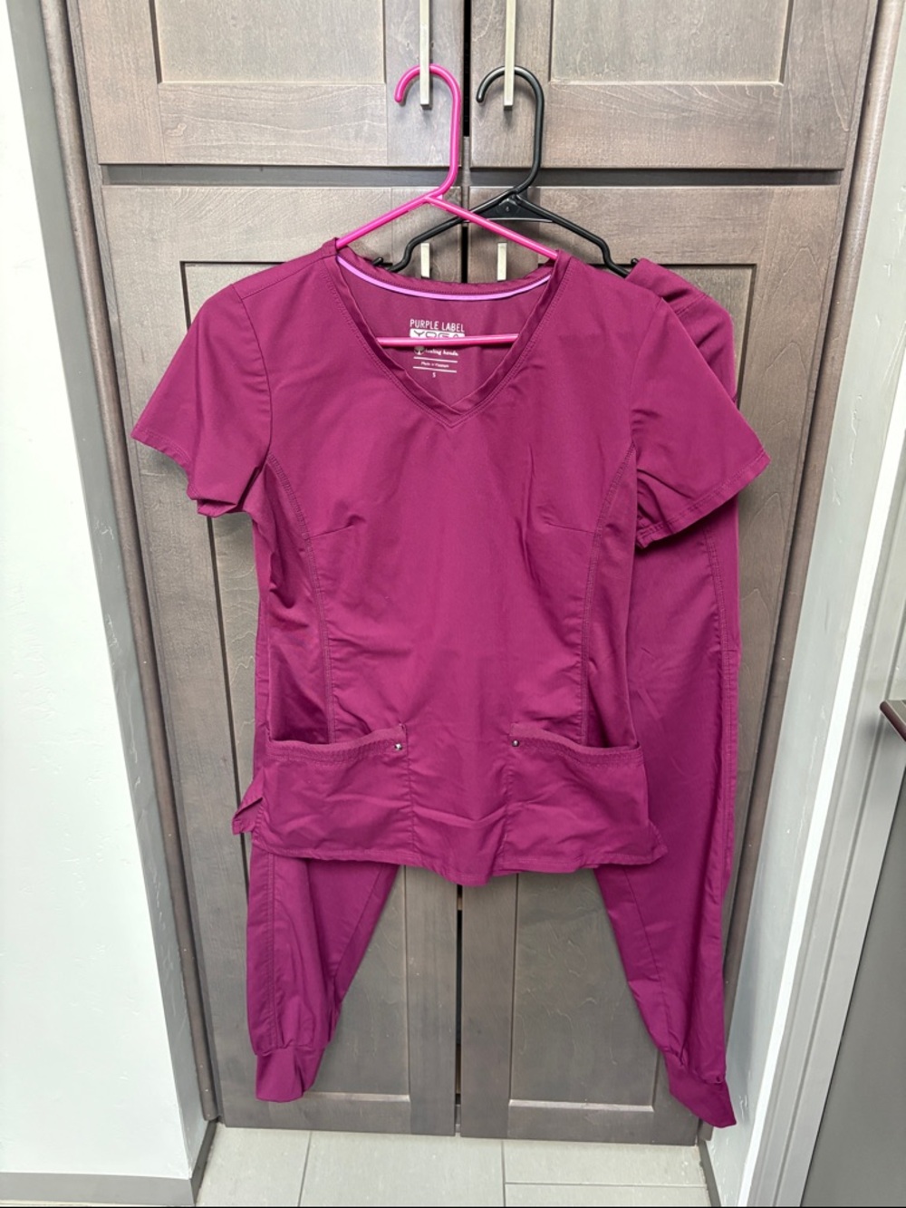 healing hands Purple Label Women's Magenta Scrub Top and Pants Set